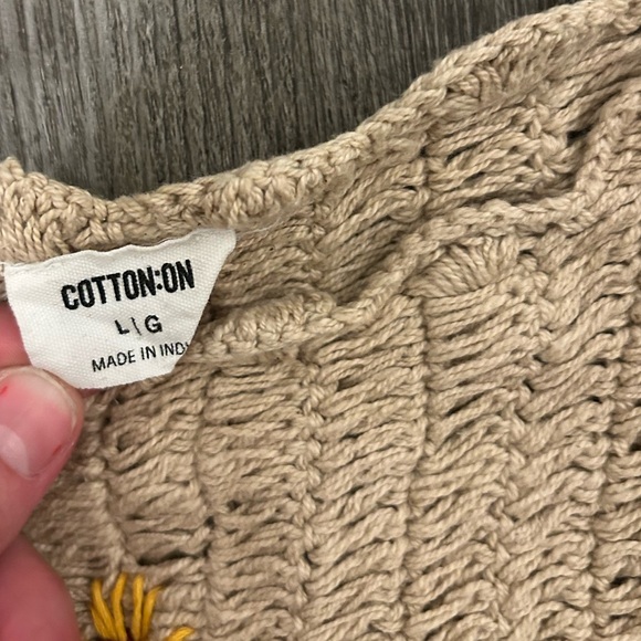 Cotton On Beige Knit Top with Yellow Floral Detail - Picture 2 of 2